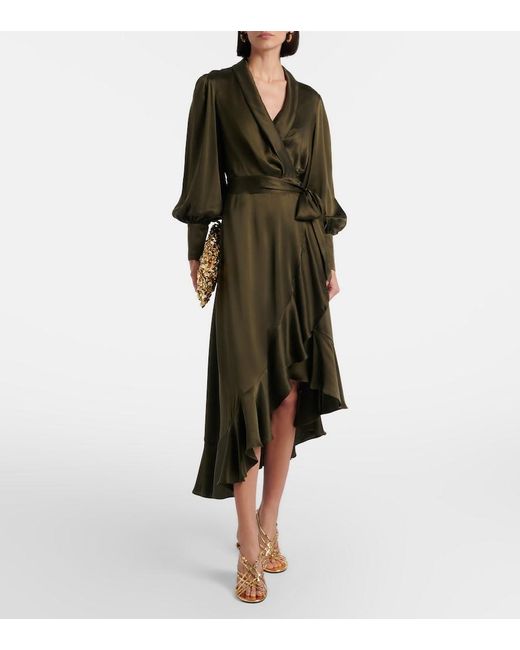 Zimmermann Green Silk Wrap Dress