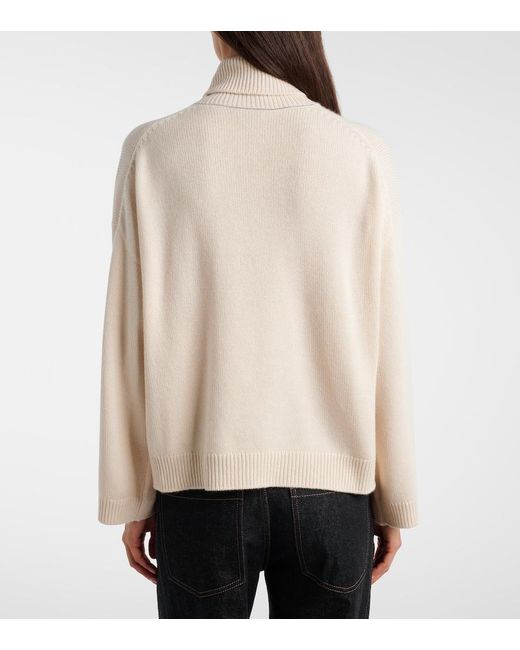 Brunello Cucinelli White Monili Cashmere Turtleneck Sweater