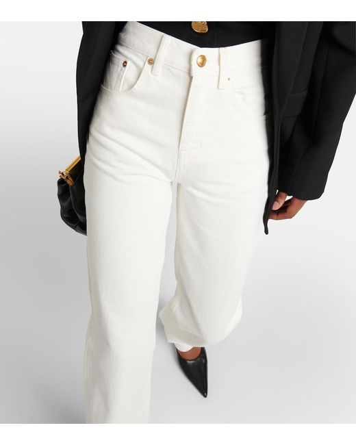 Tory Burch White Mid-Rise Straight Jeans