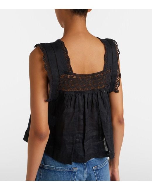 Citizens of Humanity Black Mia Lace-Trimmed Top