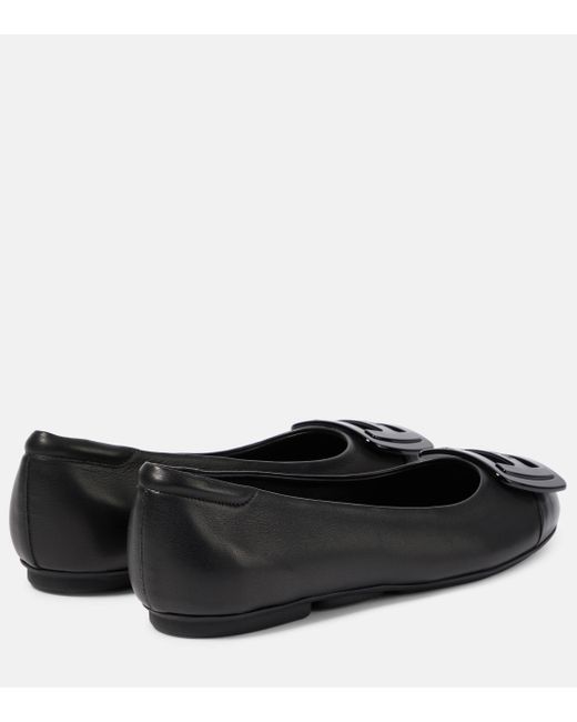 Hogan Black H661 Leather Ballet Flats
