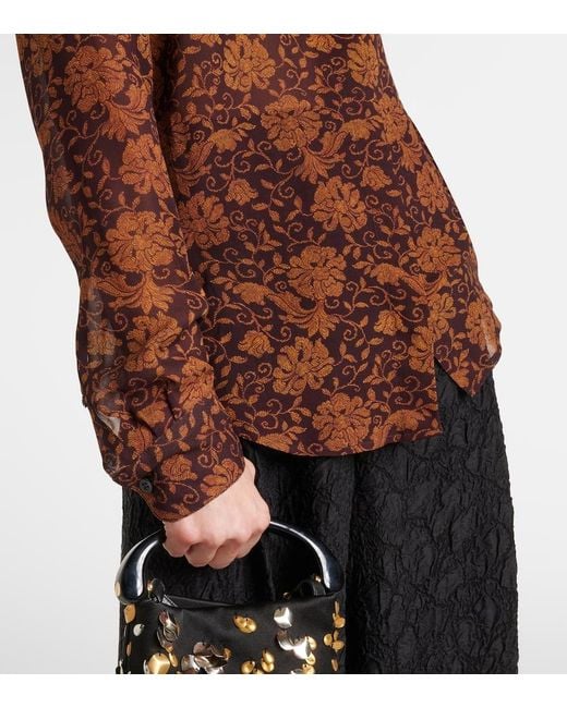 Dries Van Noten Brown Hemd Aus Jacquard