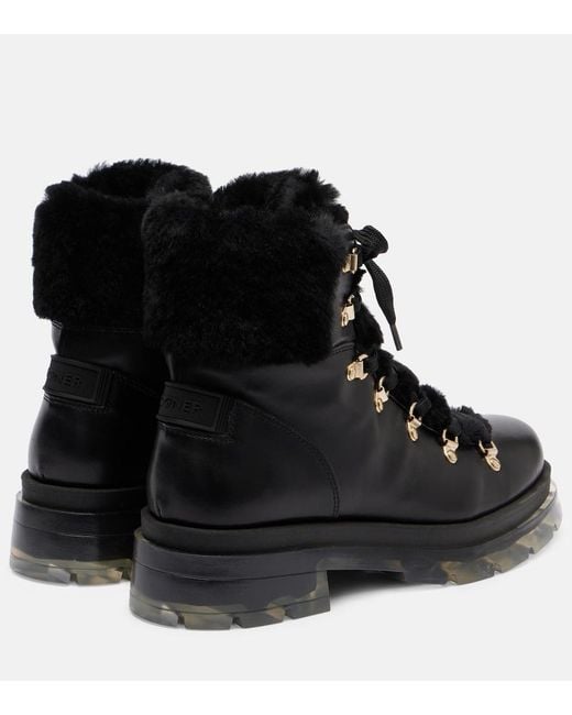 Bogner Black Swansea Shearling-Lined Leather Ankle Boots
