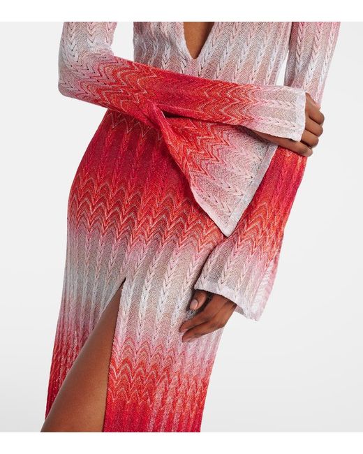 Missoni Red Zig Zag Lame Beach Cover-Up