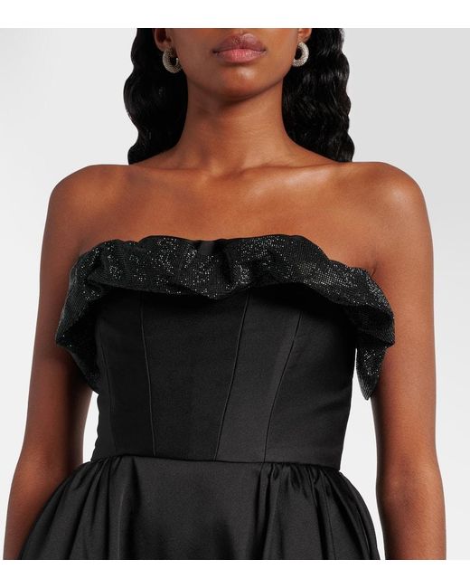 Roland Mouret Black Ruffled Strapless Gown