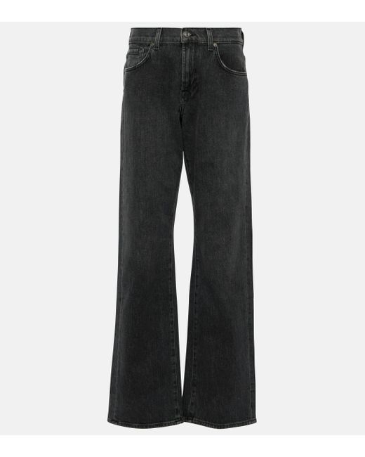 7 For All Mankind Black Tess High-rise Wide-leg Jeans