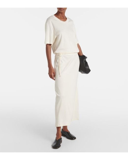 Lemaire Natural Belted Cotton Jersey Midi Dress