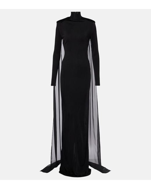 The New Arrivals Ilkyaz Ozel Black Xanthe Jersey Tulle Gown