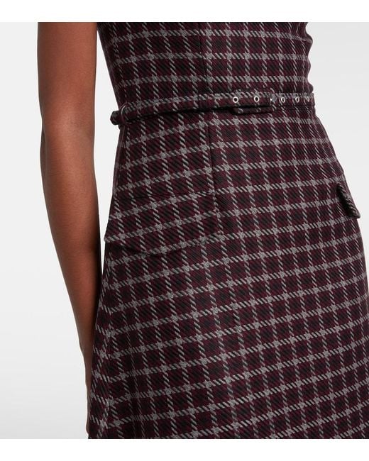 Emilia Wickstead Purple Petra Houndstooth Wool-Blend Midi Dress