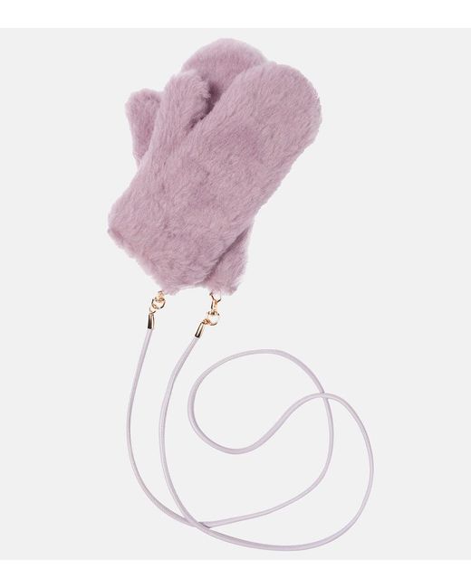 Max Mara Purple Ombrato Teddy Mittens