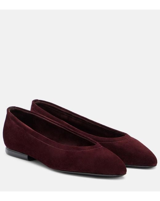 Loro Piana Red Primula Suede Ballet Flats