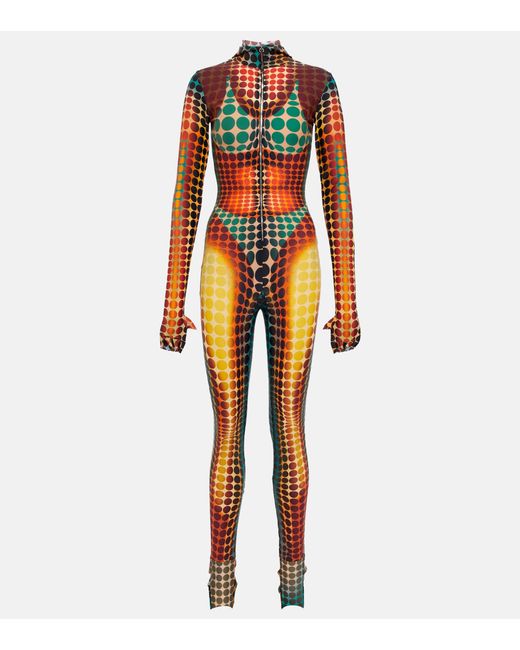 Jean Paul Gaultier Orange Dots Printed Jumpsuit
