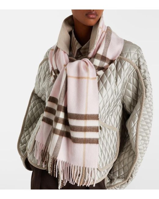 Burberry Natural Giant Check Cashmere Scarf