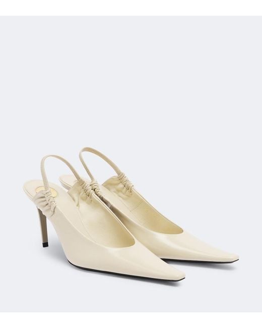 Saint Laurent White Anne-Marie Leather Slingback Pumps