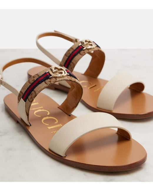 Gucci Brown Sandalen Interlocking G Aus Canvas Mit Leder