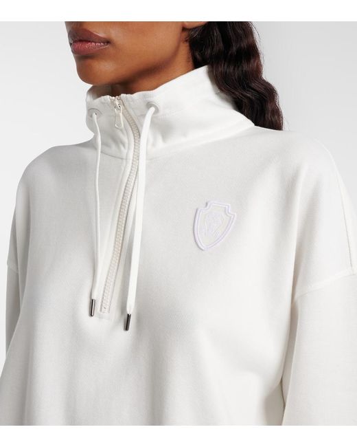 Brunello Cucinelli White Cotton-Blend Zip-Up Sweatshirt
