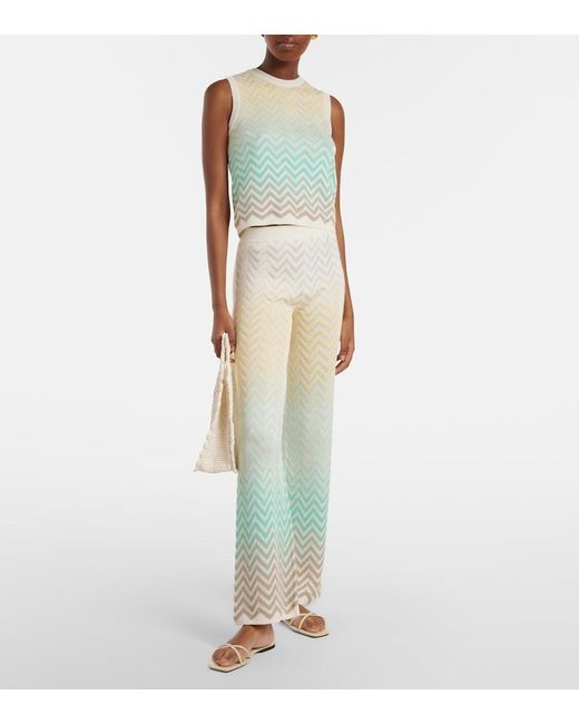 Missoni Blue Zigzag Cotton-Blend Top