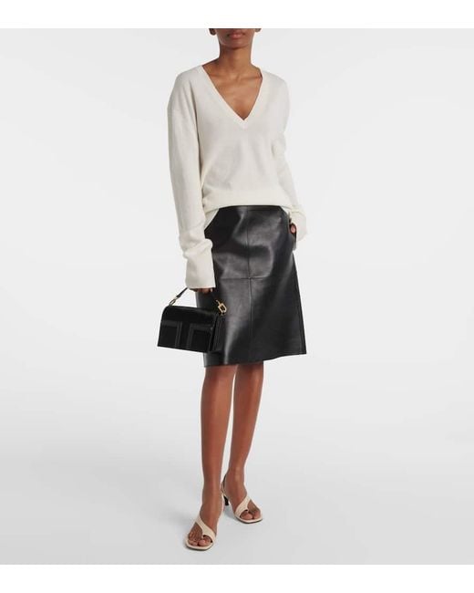 Totême  Black Tote T-Flap Mini Aus Kalbshaar