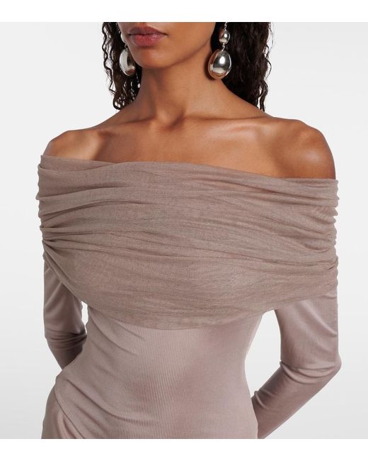 Christopher Esber Natural Sonora Off-Shoulder Jersey Gown