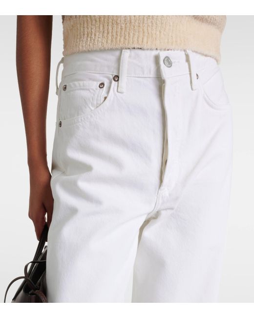 Agolde White Dame Jean High-rise Wide-leg Jeans