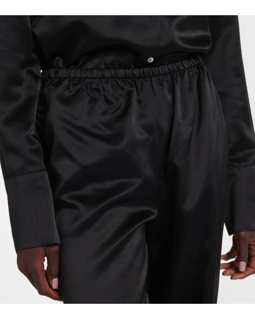 Asceno Black Austin Silk And Wool Wide-leg Pants