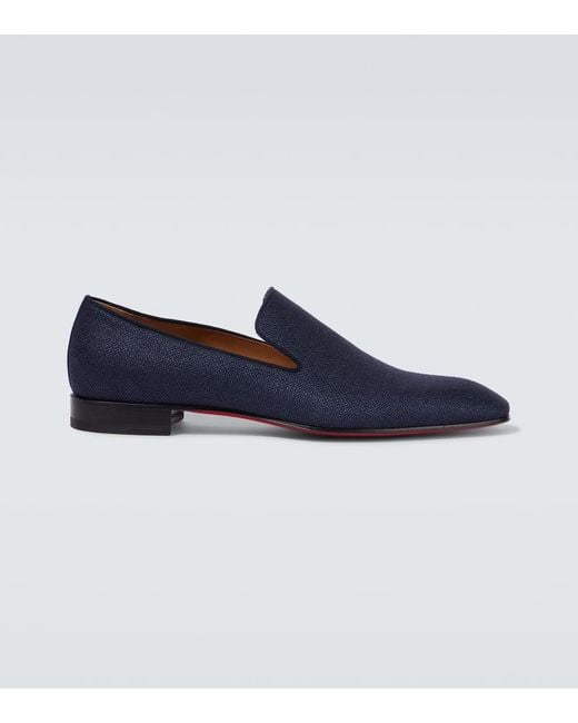 Christian Louboutin Blue Dandelion Silk-Crepe Loafers for men