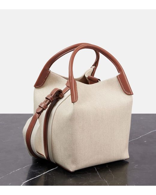 Loro Piana Natural Bale Small Leather-Trimmed Canvas Tote Bag