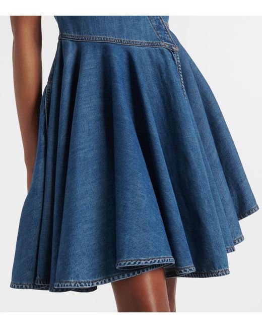 Alaïa Blue Asymmetric Denim Wrap Dress