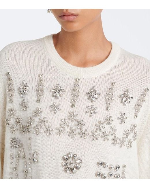 Costarellos Natural Madley Crystal-Embellished Sweater