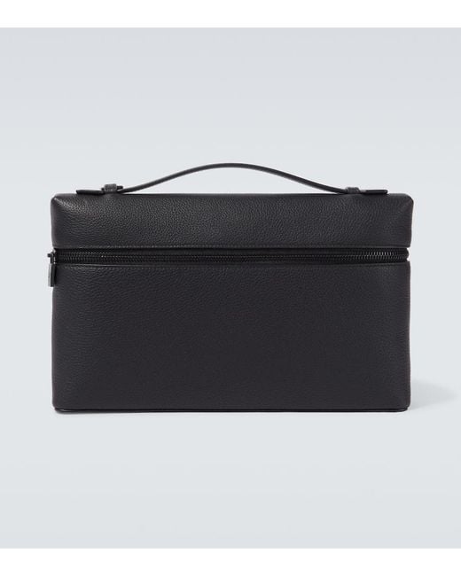 Loro Piana Black Extra Leather Pouch for men