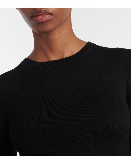 Saint Laurent Black Cropped Wool Top