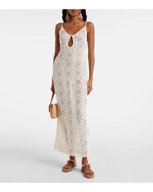 Sir White Rayure Crochet Cotton Maxi Dress