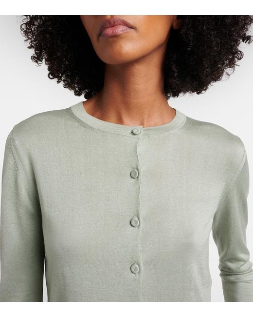Max Mara Green Faretra Silk And Cashmere Cardigan