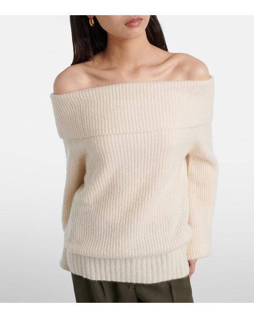 Jardin Des Orangers Natural Off-Shoulder Cashmere And Silk Sweater