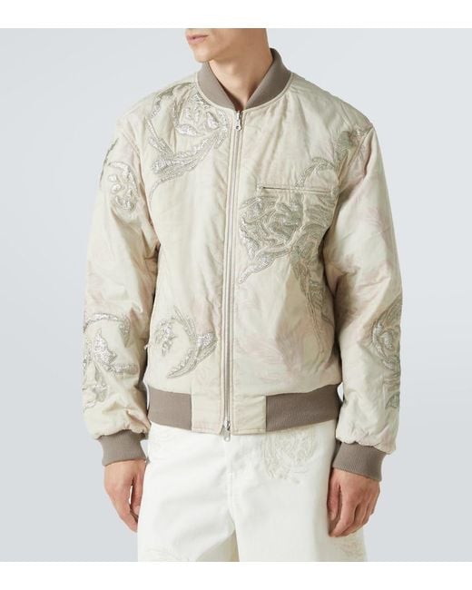Dries Van Noten Natural Embroidered Cotton Bomber Jacket for men