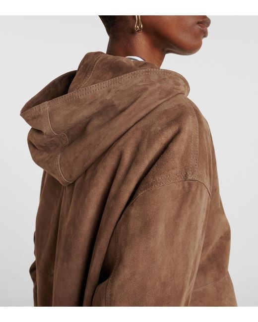 Max Mara Brown Suede Zip-Up Hoodie