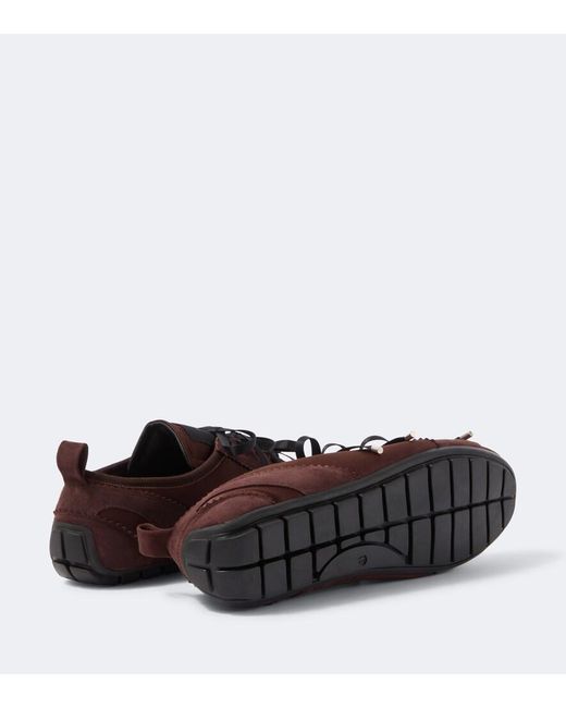 Simone Rocha Brown Ballerina Grip Suede-Trimmed Satin Sneakers for men