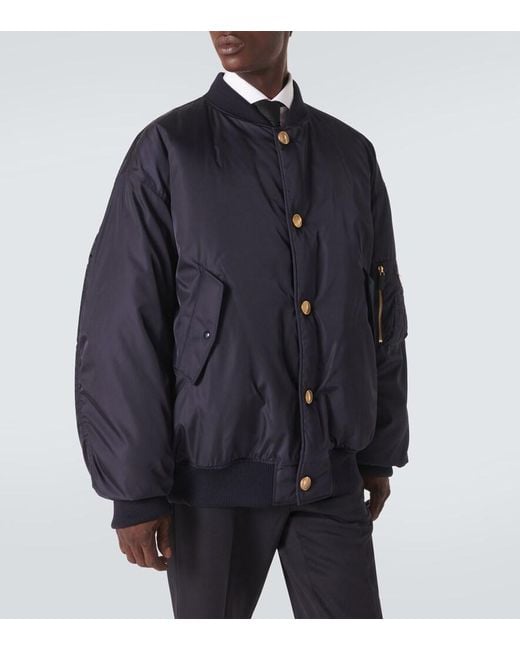 Prada Blue Re-Nylon Bomber Jacket for men
