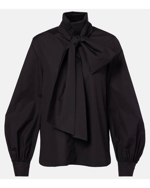 Max Mara Blue Schluppenbluse Bosforo Aus Einem Baumwollgemisch
