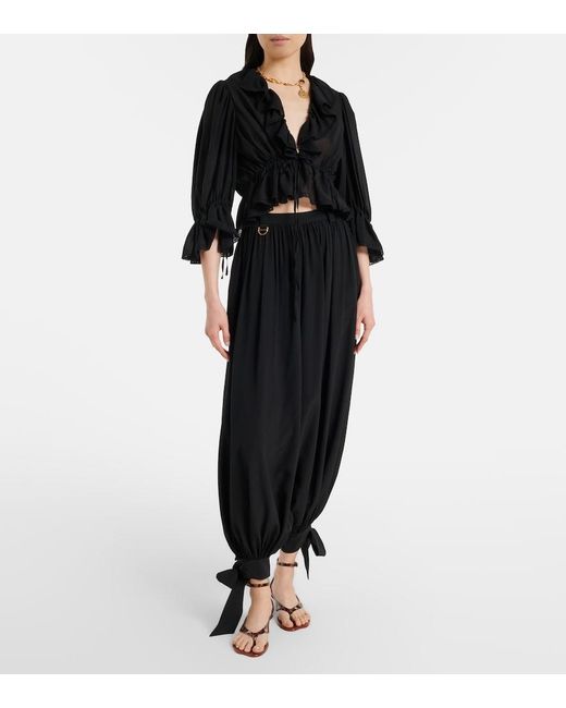 Chloé Black Ruffled Silk Blouse