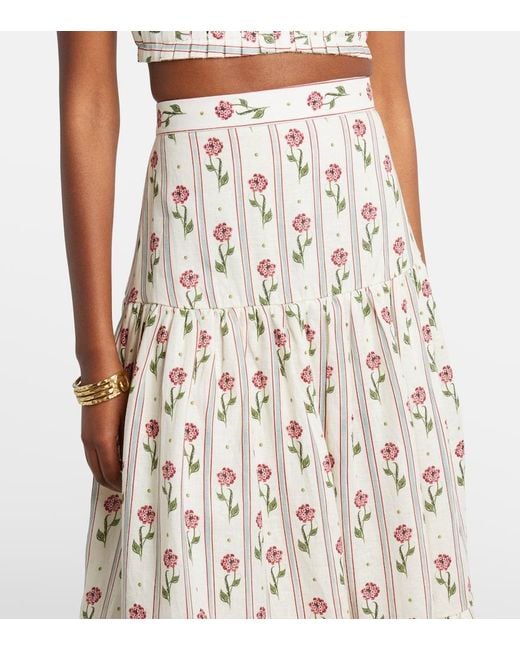 Agua Bendita Natural Bergamota Floral Linen Maxi Skirt