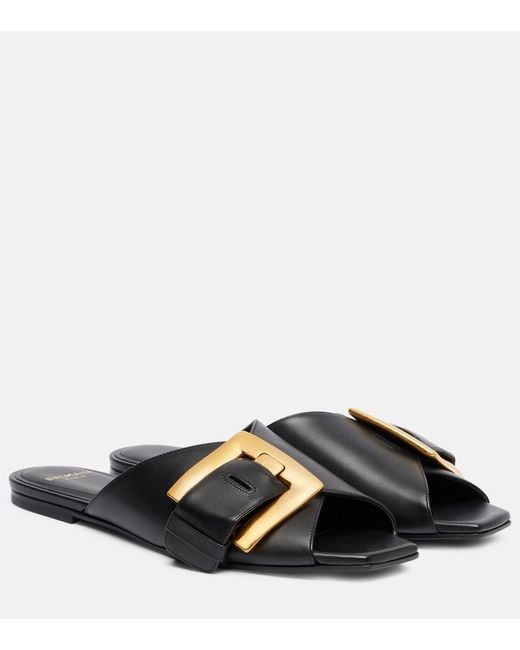 Balmain Black Anthem Leather Sandals
