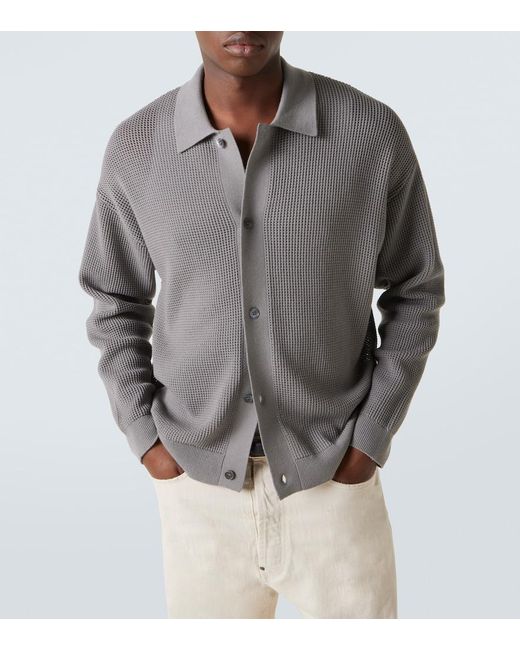 FRAME Gray Open-Knit Cardigan for men