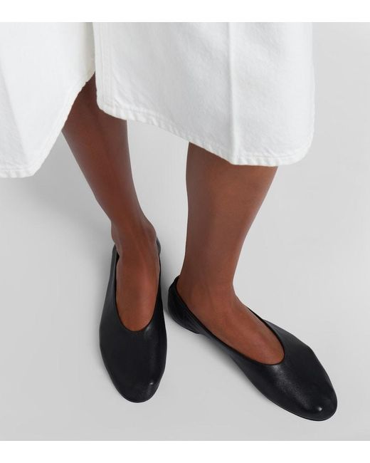Totême Black Leather Ballet Flats