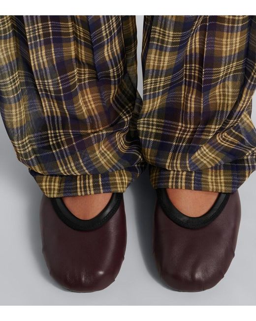 Dries Van Noten Red Leather Ballet Flats