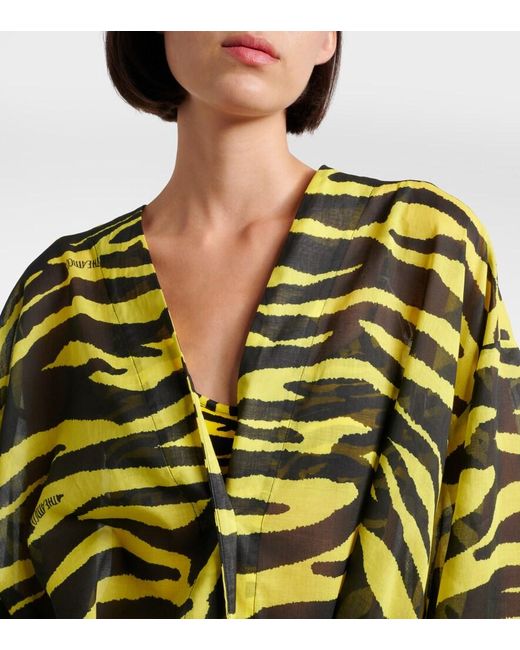 The Attico Green Animal-Print Cotton Muslin Minidress