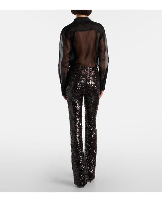 Veronica Beard Black Collier Sequined Flared Pants