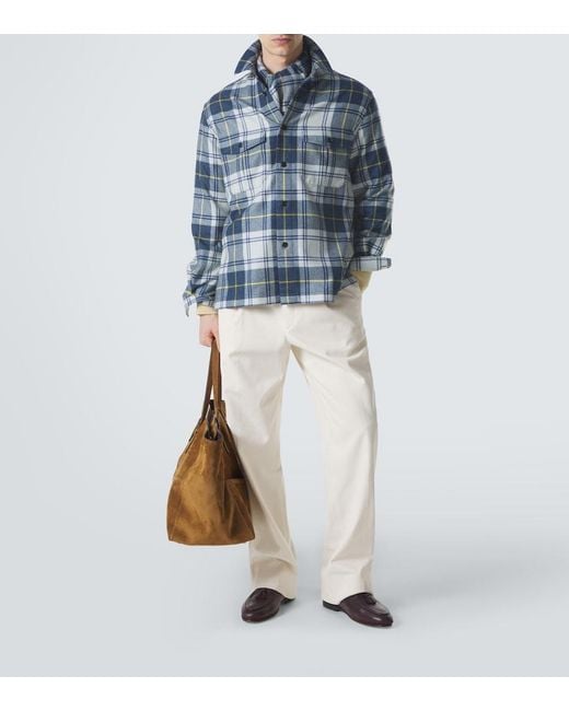Dunhill Blue Plaid Cashmere Overshirt for men