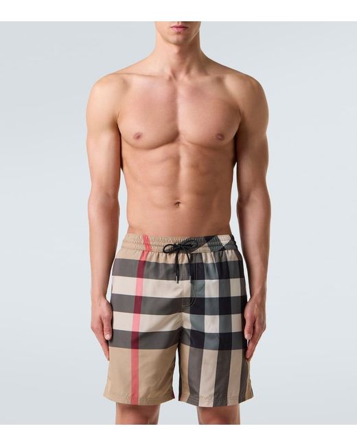 Burberry Natural Check Swim Trunks for men