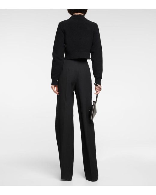 Alaïa Black Keyhole Virgin Wool Cropped Sweater